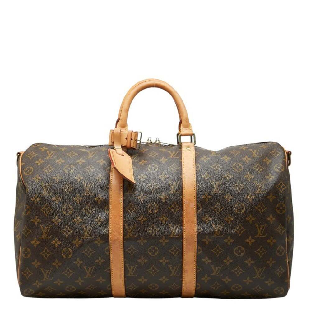 LOUIS VUITTON Brown Monogram Leather Keepall 50 Boston Bag